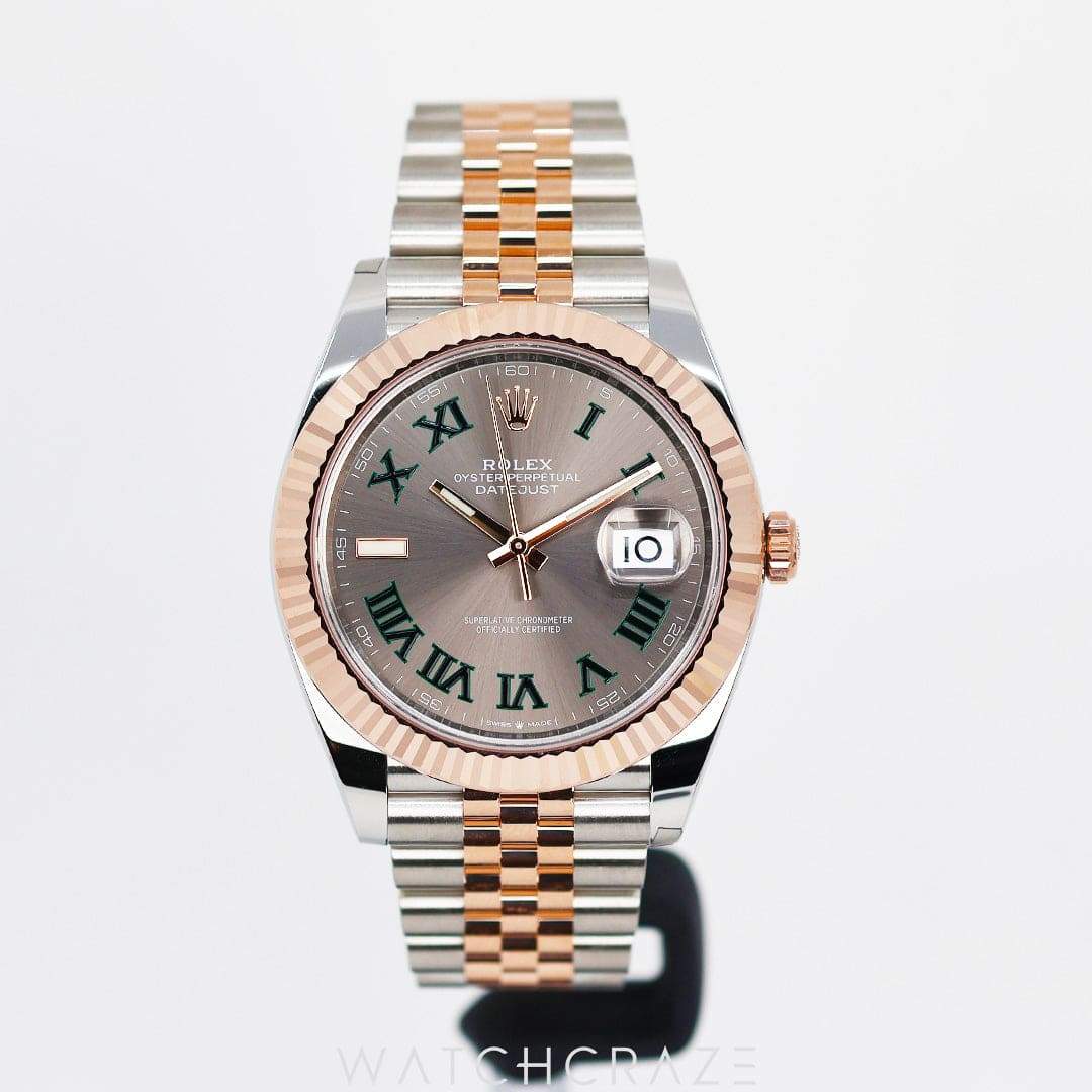 2024 ROLEX DATEJUST GREY DIAL TWO TONE EVEROSE GOLD AND OYSTER STEEL 41MM 126331