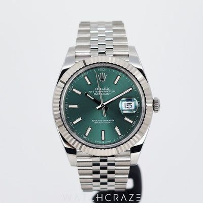 2024 ROLEX DATEJUST MINT GREEN FLUTED JUBILEE 41MM 126334