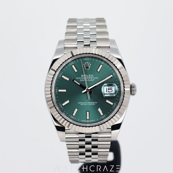 2024 ROLEX DATEJUST MINT GREEN FLUTED JUBILEE 41MM 126334