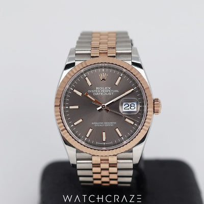 2023 ROLEX DATEJUST SLATE DIAL 36MM 126231 TWO TONE ROSE GOLD STAINLESS STEEL