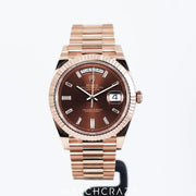 2024 ROLEX DAY-DATE BROWN DIAL DIAMOND MARKERS 40MM 228235