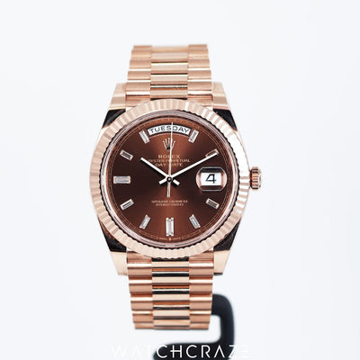 2024 ROLEX DAYDATE BROWN DIAL DIAMOND MARKERS 40MM 228235