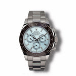 2021 ROLEX DAYTONA PLATINUM ICE BLUE DIAL DIAMOND BAGUETTE MARKERS 40MM 116506