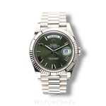 2020 ROLEX DAY-DATE WHITE GOLD ROMAN NUMERAL GREEN DIAL 40MM 228239