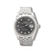 2017 ROLEX DATEJUST RHODIUM DIAL DIAMOND MARKERS 41MM 126334