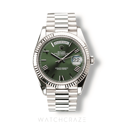 ROLEX DAYDATE WHITE GOLD OLIVE GREEN DIAL 40MM 226239 (Year Unknown)
