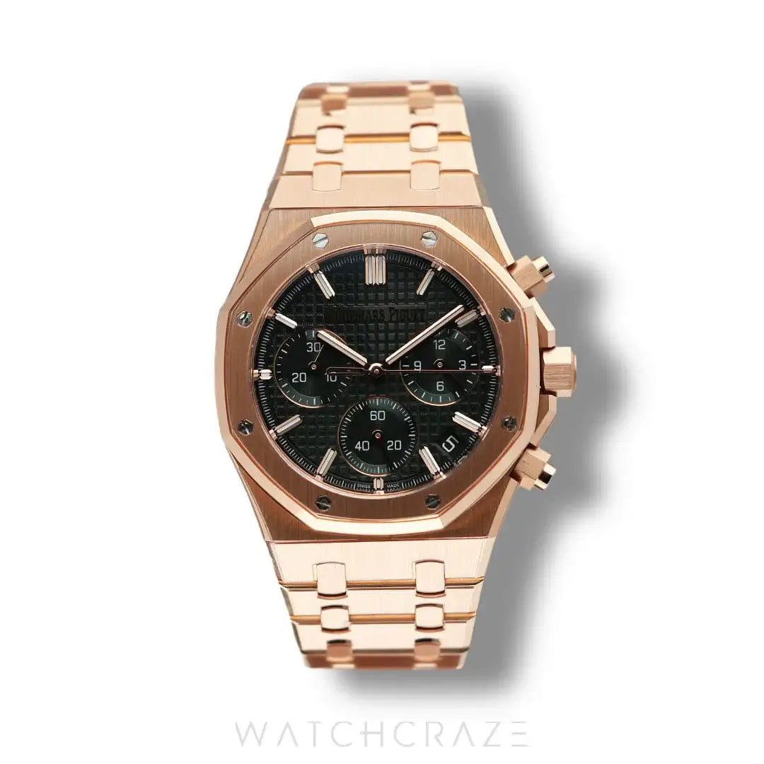 2024 AUDEMARS PIGUET ROYAL OAK CHRONOGRAPH GREEN DIAL ROSE GOLD 26240OR.OO.1320OR.08