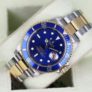 2008 ROLEX SUBMARINER "BLUESY" YELLOW GOLD/STEEL BLUE DIAL 40MM 16613
