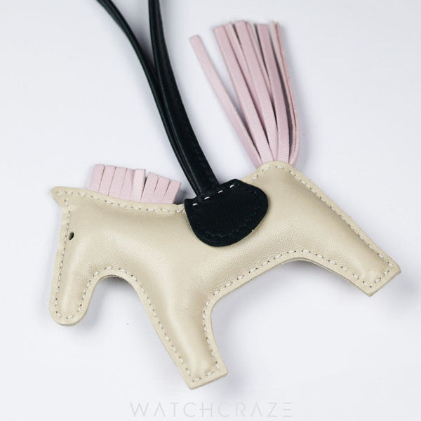 HERMÈS RODEO BAG CHARM PM MILO CRAIE / VERT CYPRESS / MAUVE PALE