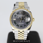 2023 ROLEX DATEJUST TWO TONE YELLOW GOLD 36MM 126233 WIMBELDON DIAL