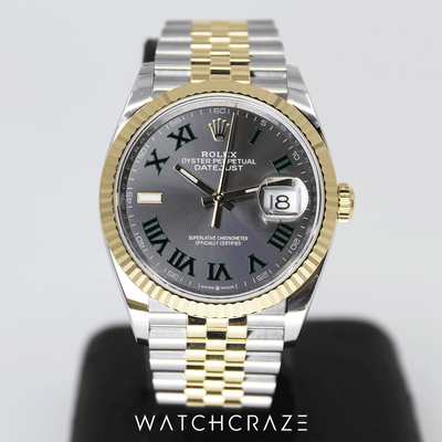 2023 ROLEX DATEJUST TWO TONE YELLOW GOLD 36MM 126233 WIMBELDON DIAL
