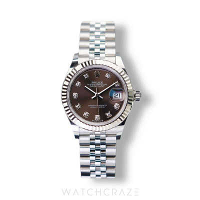 2023 ROLEX DATEJUST DIAMOND MARKERS DARK GREY DIAL 28MM 279174