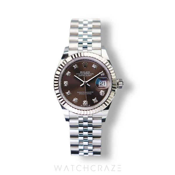 2023 ROLEX DATEJUST DIAMOND MARKERS DARK GREY DIAL 28MM 279174
