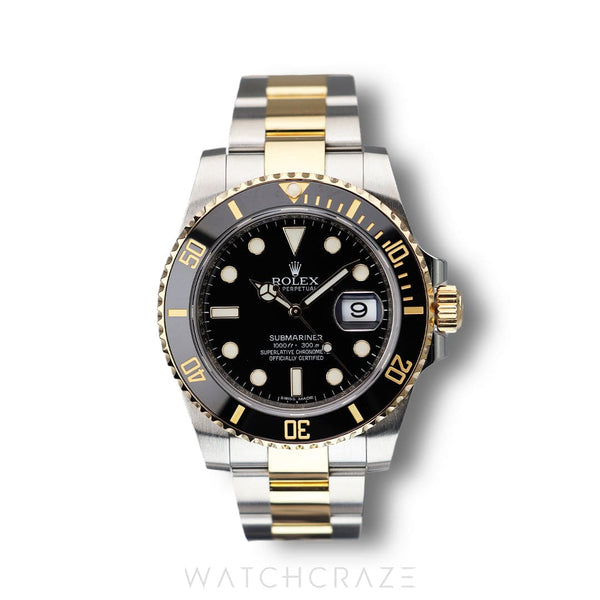 2015 ROLEX SUBMARINER TWO TONE GOLD AND STEEL BLACK DIAL 40MM 116613LN