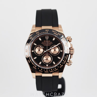 2020 ROLEX COSMOGRAPH DAYTONA BLACK DIAL EVEROSE GOLD 40MM 116515LN