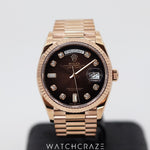 2023 ROLEX DAY-DATE CHOCOLATE DIAL ROSE GOLD BRACELET 36MM 128235