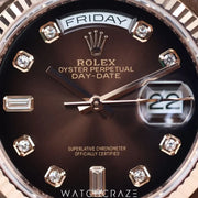 2023 ROLEX DAY-DATE CHOCOLATE DIAL ROSE GOLD BRACELET 36MM 128235