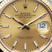 2024 ROLEX DATEJUST TWO TONE YELLOW GOLD AND STEEL CHAMPGANE DIAL 36MM 126233