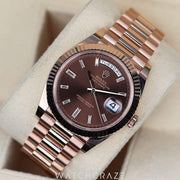 2024 ROLEX DAY-DATE BROWN DIAL DIAMOND MARKERS 40MM 228235