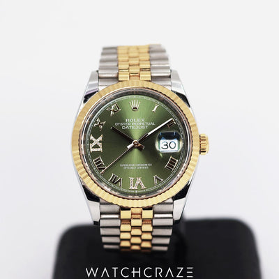 2023 ROLEX DATEJUST 36 TWO TONE GREEN DIAL 126233