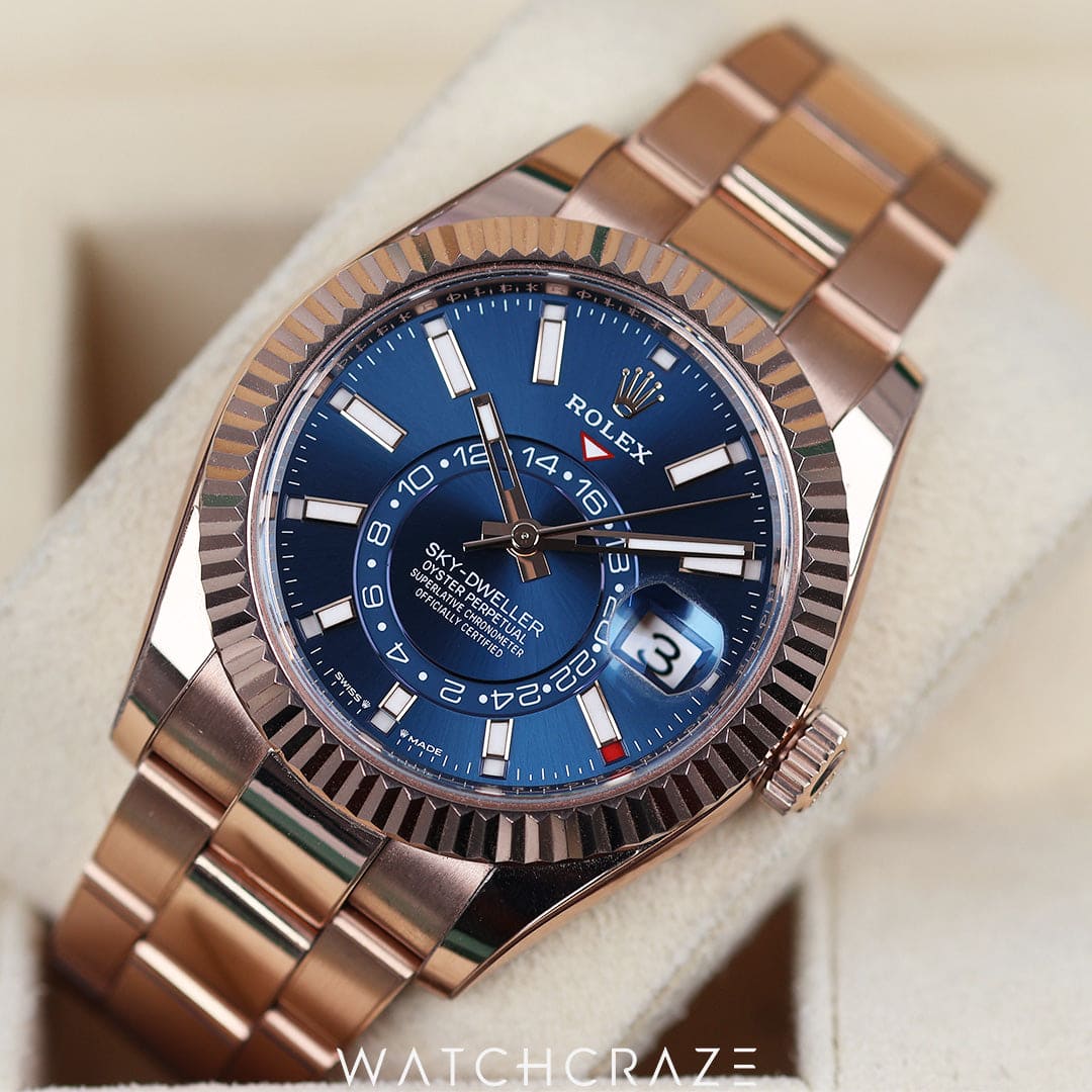 Rose Gold Sky Rolex Sky Dweller Specs 2023 ROLEX SKY-DWELLER 18K