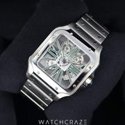 2023 CARTIER SANTOS DE CARTIER SKELETON GREEN WHSA0028