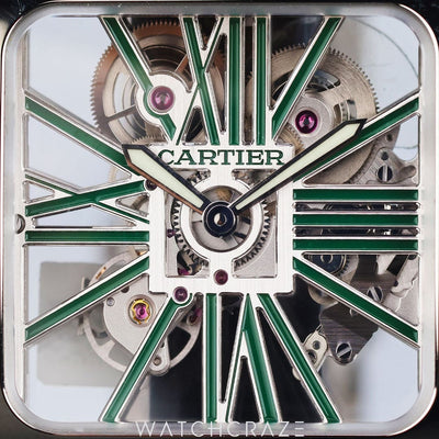 2023 CARTIER SANTOS DE CARTIER SKELETON GREEN WHSA0028