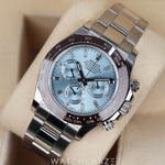 2021 ROLEX DAYTONA PLATINUM ICE BLUE DIAL DIAMOND BAGUETTE MARKERS 40MM 116506