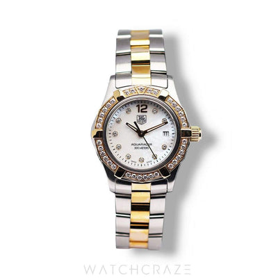 LADIES TAG HEUER AQUARACER TWO TONE YELLOW GOLD AND STEEL 26MM WAF1450.BB0825