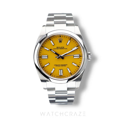 2021 ROLEX OYSTER PERPETUAL YELLOW DIAL 41MM 124300