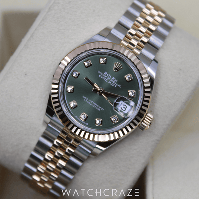 2022 ROLEX LADY-DATEJUST GREEN TWO TONE ROSE GOLD 28MM