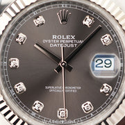 2023 ROLEX DATEJUST RHODIUM DIAL DIAMOND MARKERS 41MM 126334