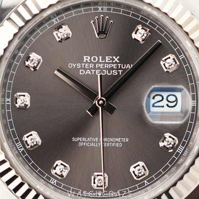 2023 ROLEX DATEJUST RHODIUM DIAL DIAMOND MARKERS 41MM 126334