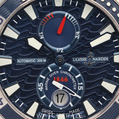 2015 ULYSSE NARDIN MAXI MARJNE DIVER BLUE DIAL 42MM 263-90