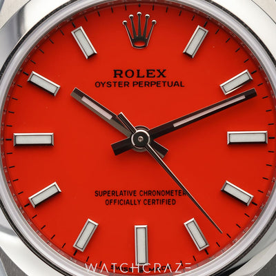 2022 ROLEX OYSTER PERPETUAL RED DIAL 31MM 277200
