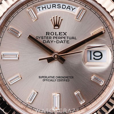 2020 ROLEX DAY-DATE SUNDUST DIAL BAGUETTE 40MM 228235