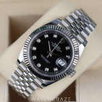 2020 ROLEX DATEJUST BLACK DIAL DIAMOND MARKER 41MM 126334
