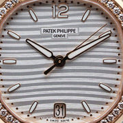 2024 PATEK PHILIPPE NAUTILUS LADIES AUTOMATIC ROSE GOLD DIAMOND BEZEL 35.2MM 7118/1200R-00