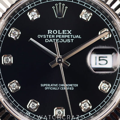 2021 ROLEX DATEJUST DIAMOND MARKERS BLACK DIAL 41MM 126334