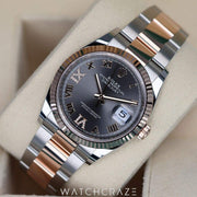 2024 ROLEX DATEJUST TWO TONE ROSE GOLD AND STEEL GREY DIAL 36MM 126231