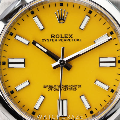 2021 ROLEX OYSTER PERPETUAL YELLOW DIAL 41MM 124300