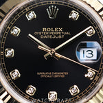 2024 ROLEX DATEJUST TWO TONE YELLOW GOLD AND STEEL DIAMOND MARKERS BLACK DIAL 41MM 126333