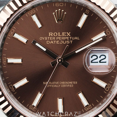 2024 ROLEX DATEJUST TWO TONE ROSE GOLD AND STEEL BROWN DIAL 41MM 126331