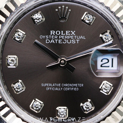 2023 ROLEX DATEJUST DIAMOND MARKERS DARK GREY DIAL 28MM 279174