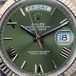2020 ROLEX DAY-DATE WHITE GOLD ROMAN NUMERAL GREEN DIAL 40MM 228239
