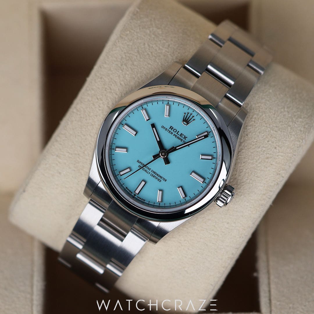 Rolex oyster perpetual tiffany blue sale