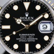 2015 ROLEX SUBMARINER TWO TONE GOLD AND STEEL BLACK DIAL 40MM 116613LN