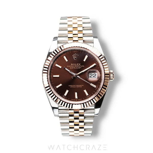 2024 ROLEX DATEJUST TWO TONE ROSE GOLD AND STEEL BROWN DIAL 41MM 126331