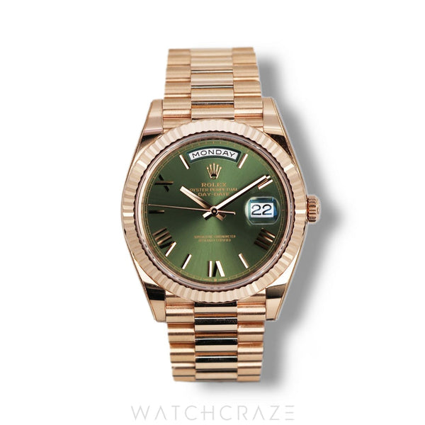 2023 ROLEX DAY-DATE ROSE GOLD OLIVE DIAL 40MM 228235
