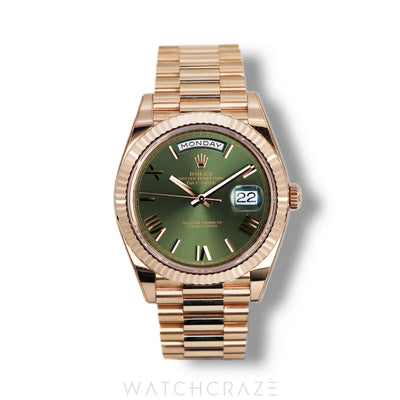 2024 ROLEX DAY-DATE ROSE GOLD OLIVE DIAL 40MM 228235